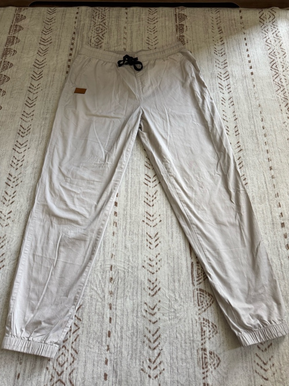 Light Beige Men's Drawstring Joggers with Elastic Cuffs